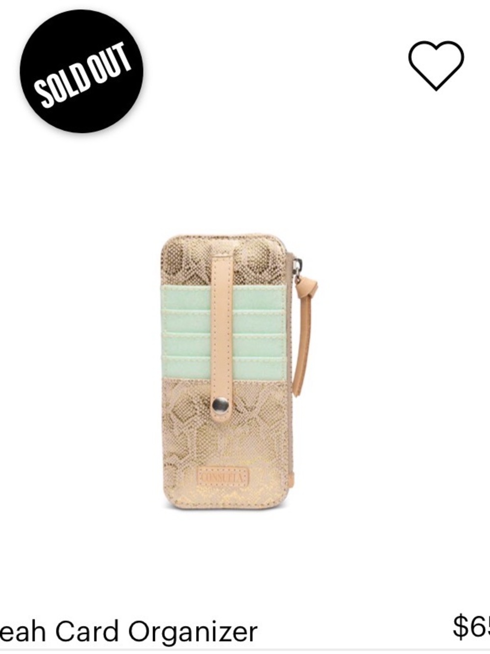 Consuela Leah Midtown Gold Python Print Crossbody Bag & matching card organizer - Picture 6 of 14